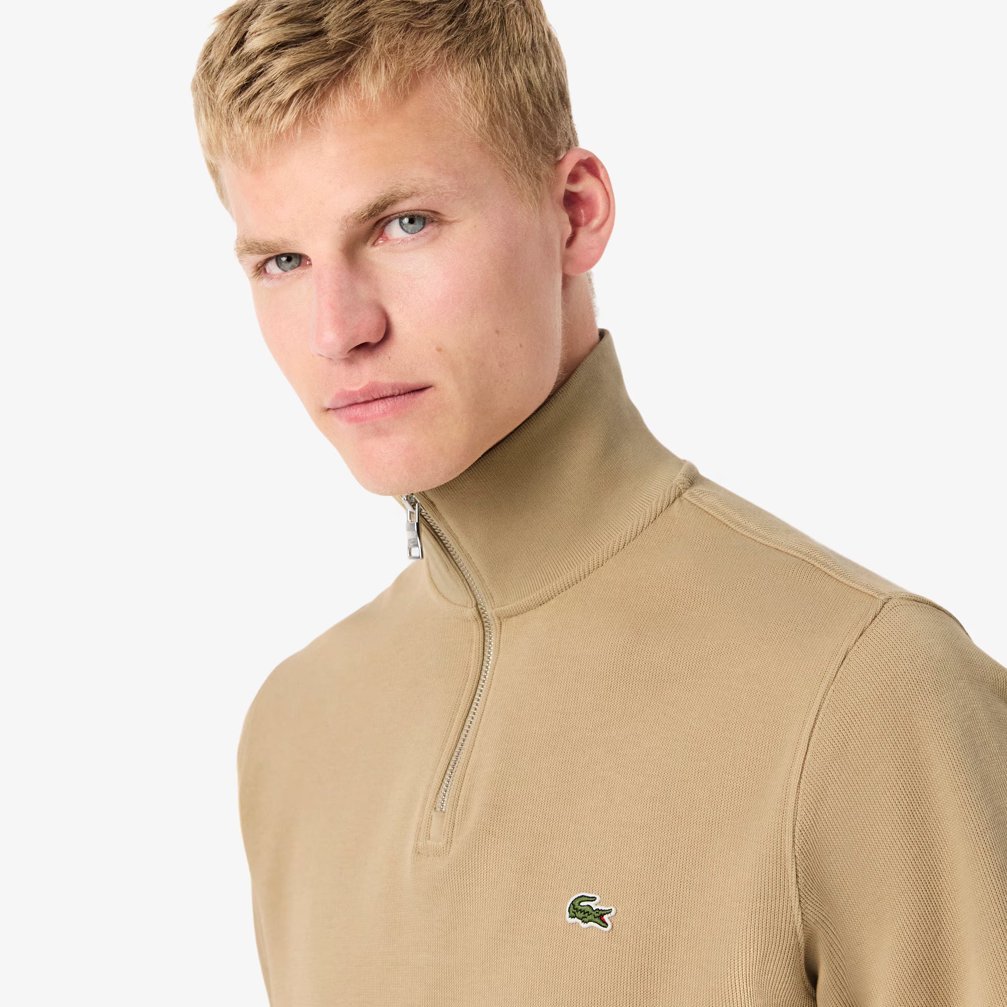 Zip Neck Carded Wool Sweater