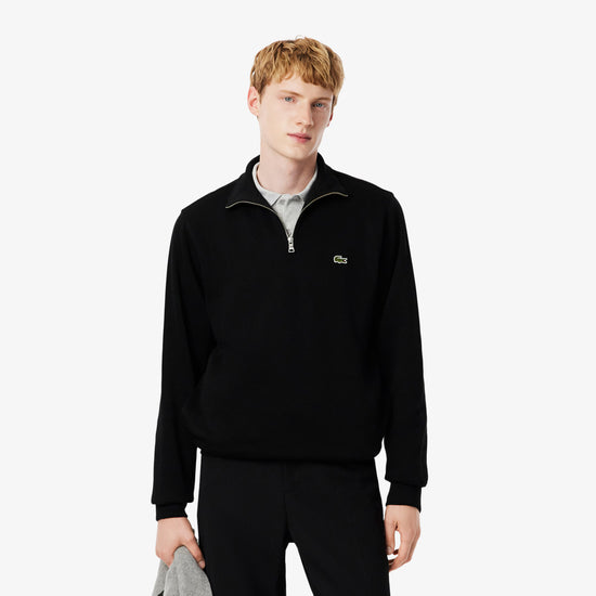 Zip Neck Carded Wool Sweater