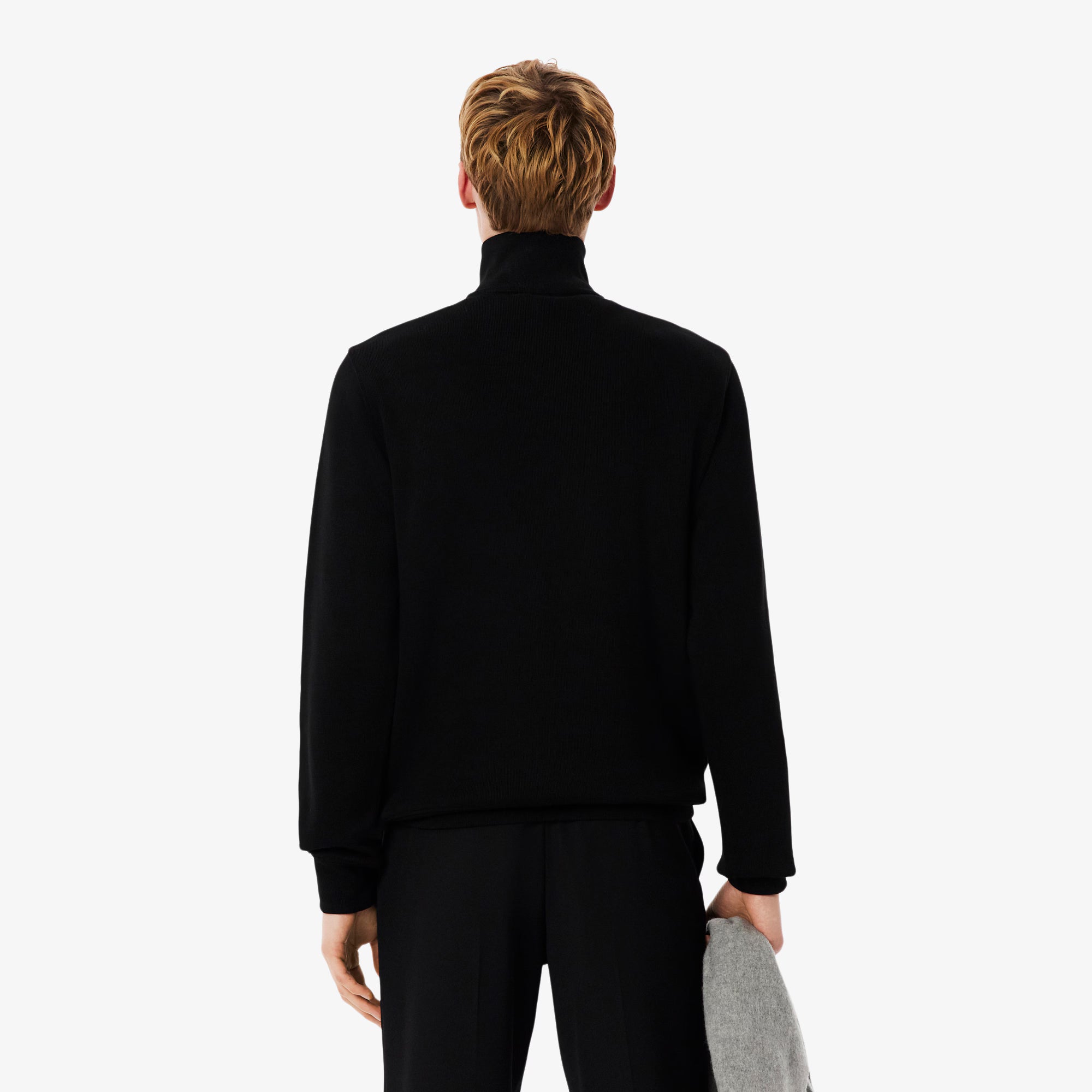 Zip Neck Carded Wool Sweater