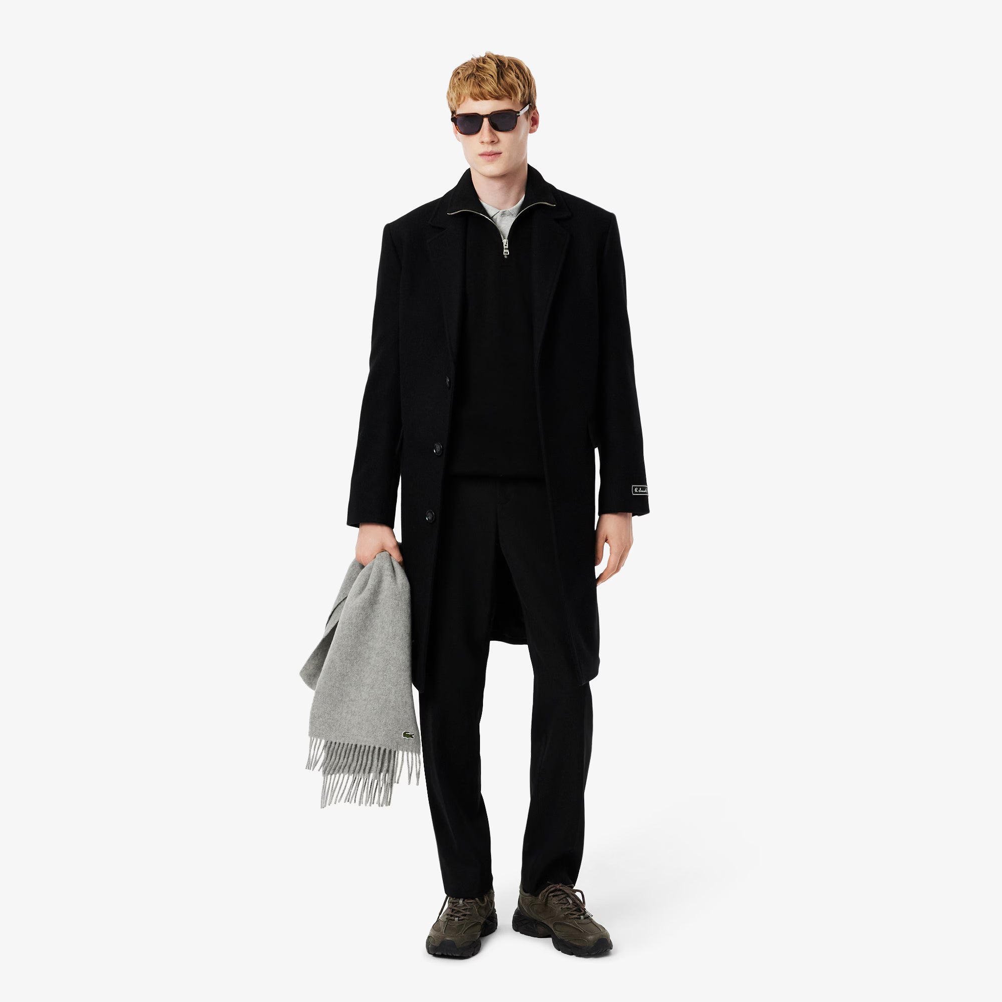 Zip Neck Carded Wool Sweater