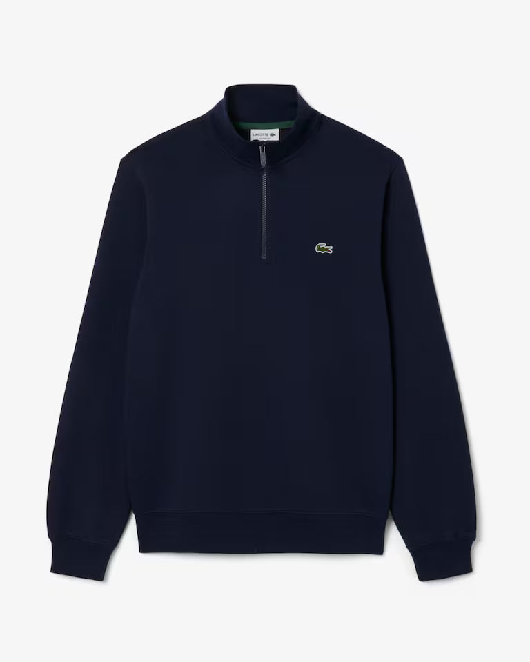 Zip Neck Carded Wool Sweater