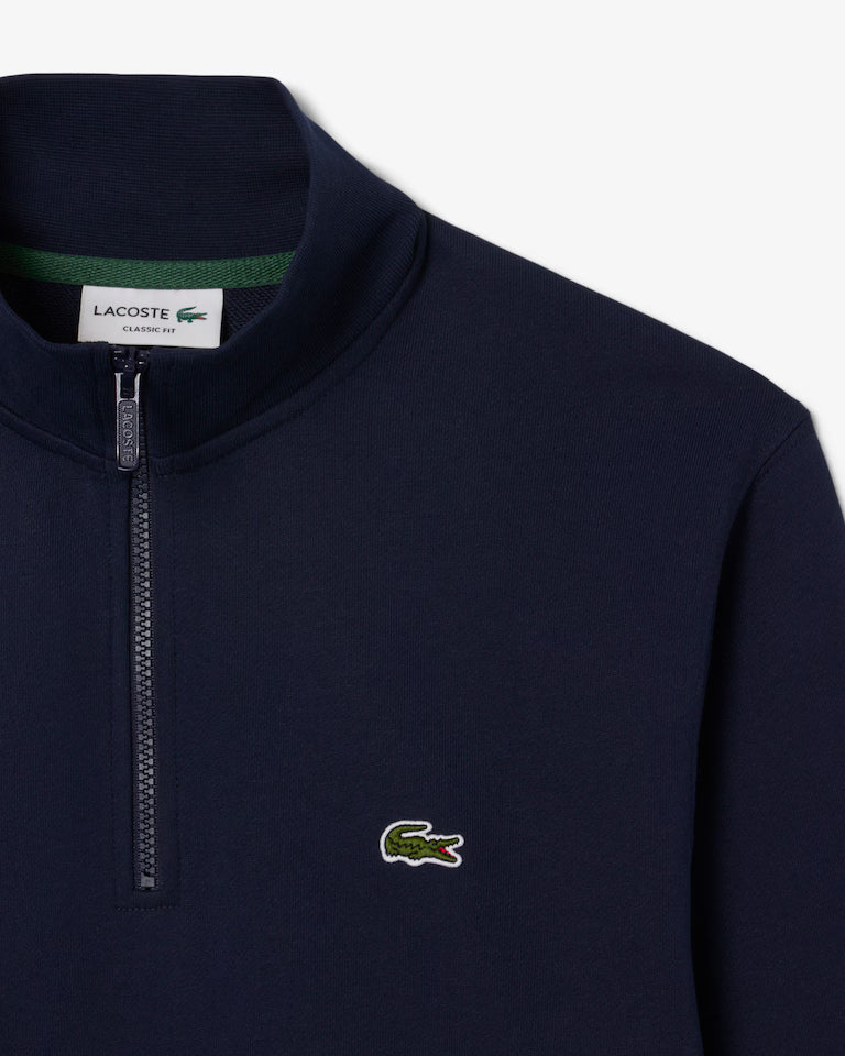 Zip Neck Carded Wool Sweater