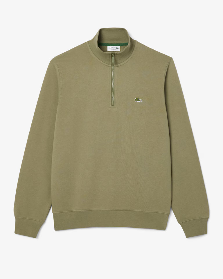 Zip Neck Carded Wool Sweater