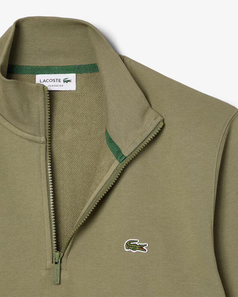 Zip Neck Carded Wool Sweater