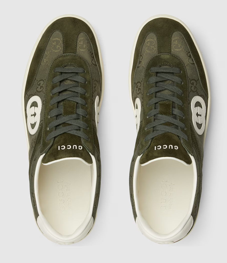 Dark green GG canvas and suede