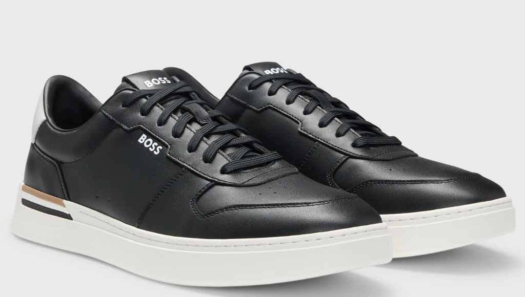 Leather trainers with logo details
