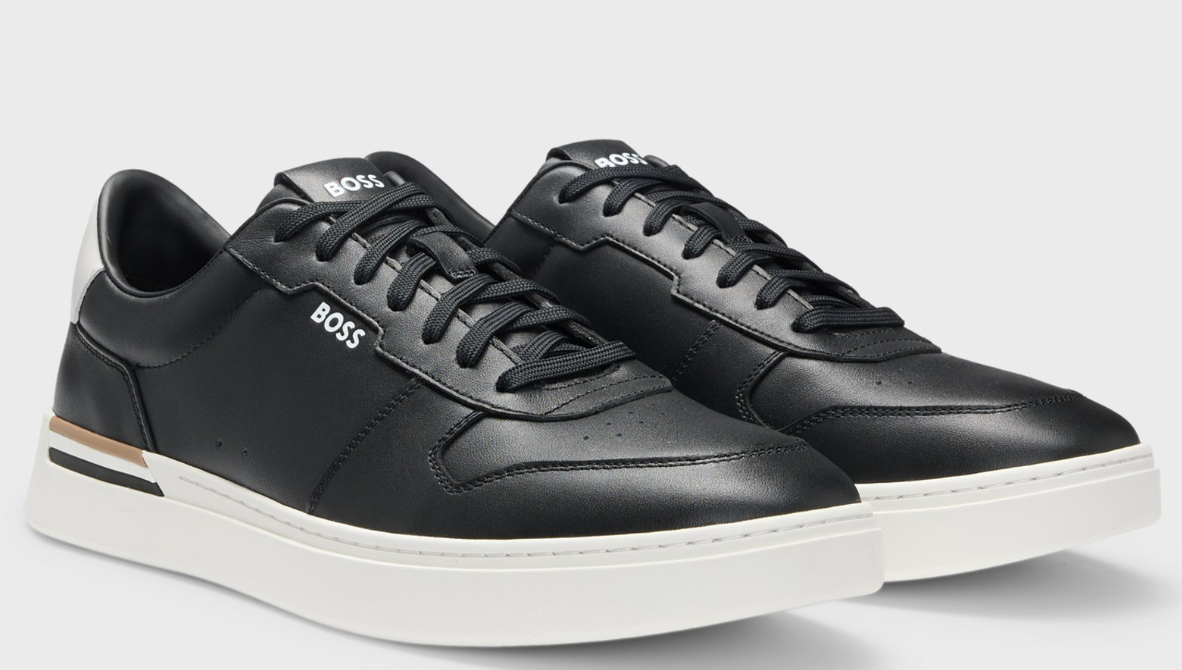 Leather trainers with logo details