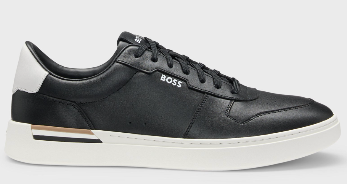 Leather trainers with logo details