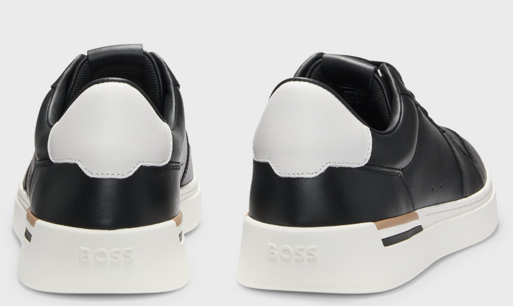 Leather trainers with logo details