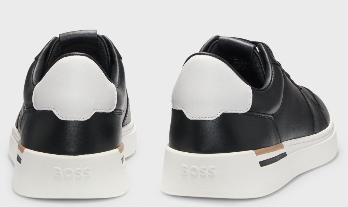 Leather trainers with logo details