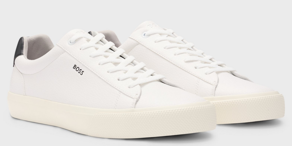Faux-leather trainers with contrast backtab
