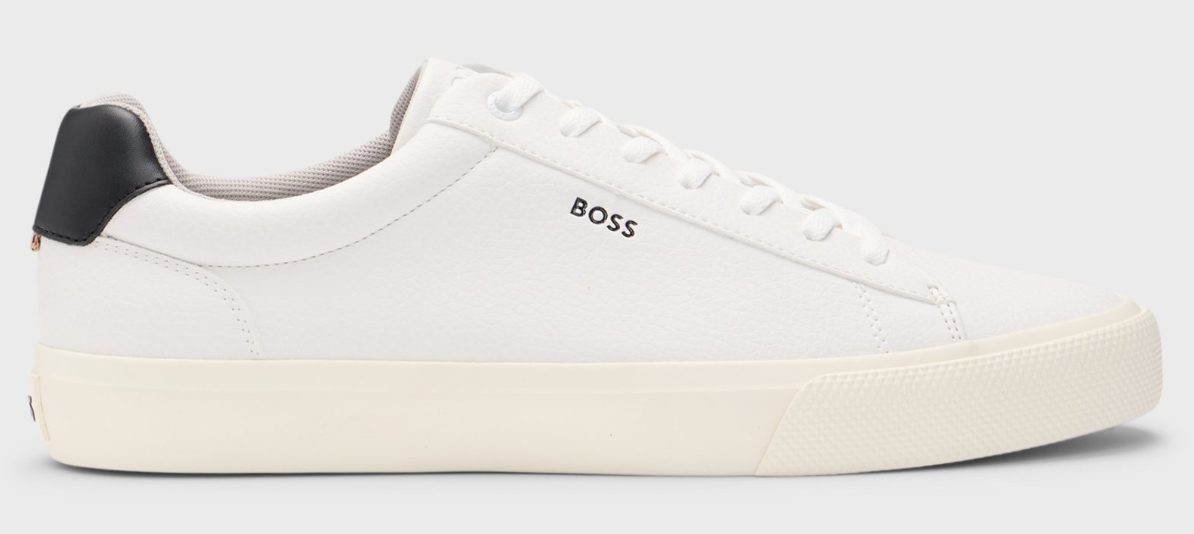 Faux-leather trainers with contrast backtab