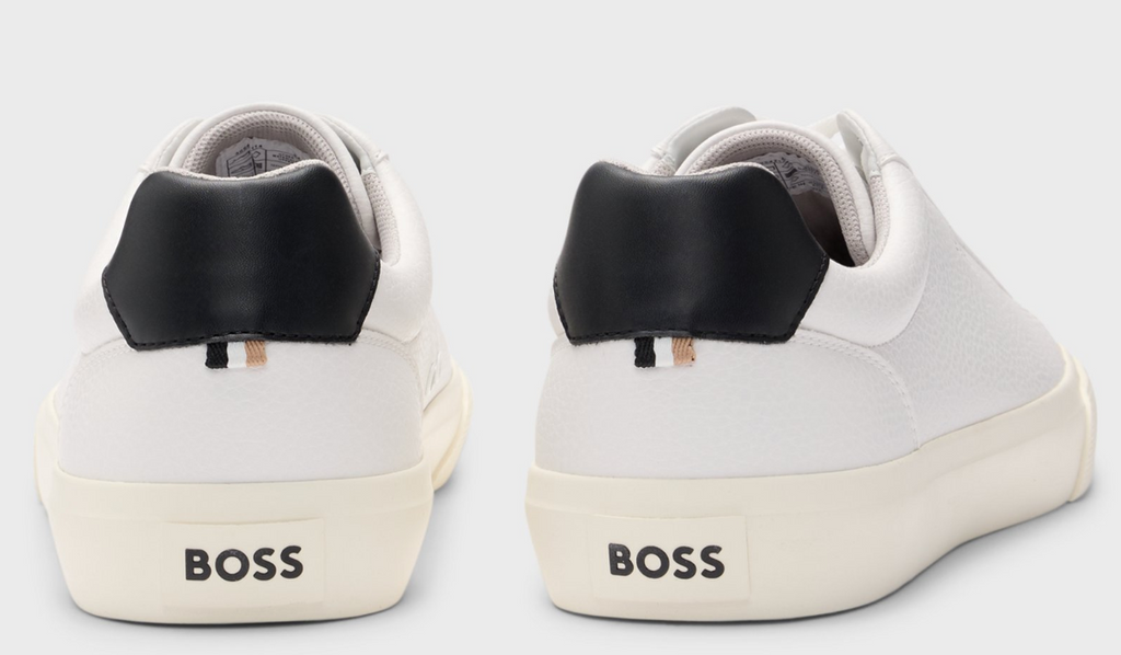 Faux-leather trainers with contrast backtab