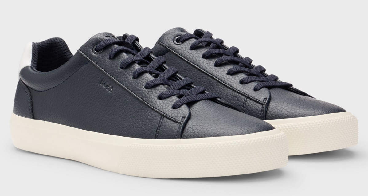 Faux-leather trainers with contrast backtab