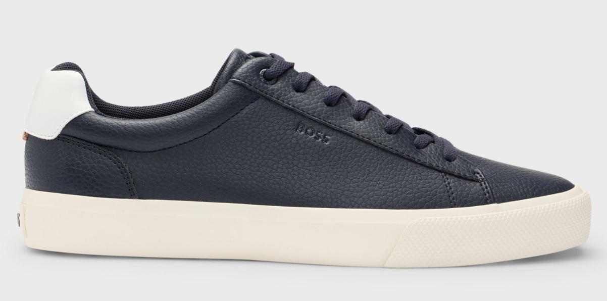 Faux-leather trainers with contrast backtab