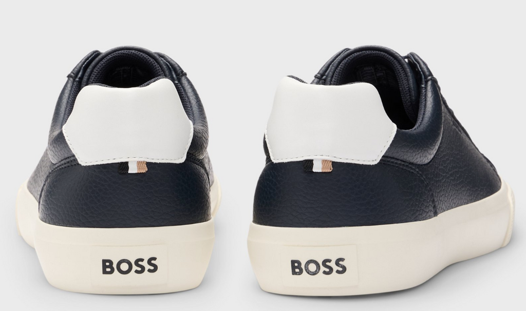 Faux-leather trainers with contrast backtab