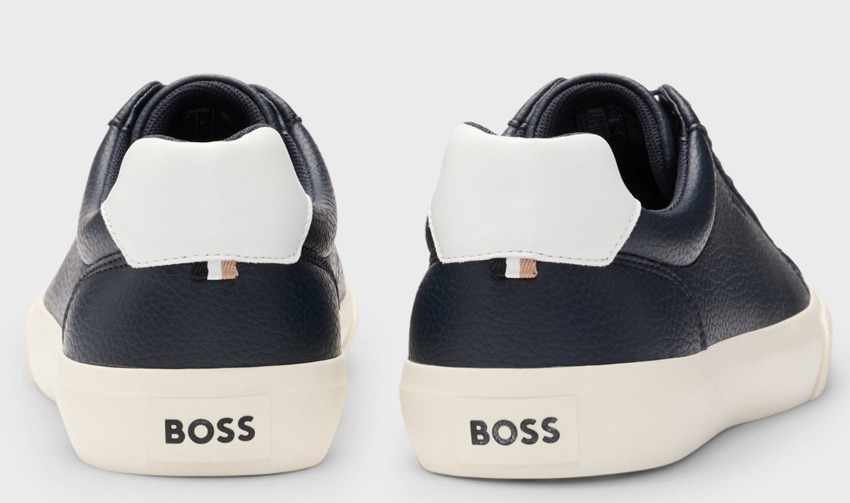 Faux-leather trainers with contrast backtab