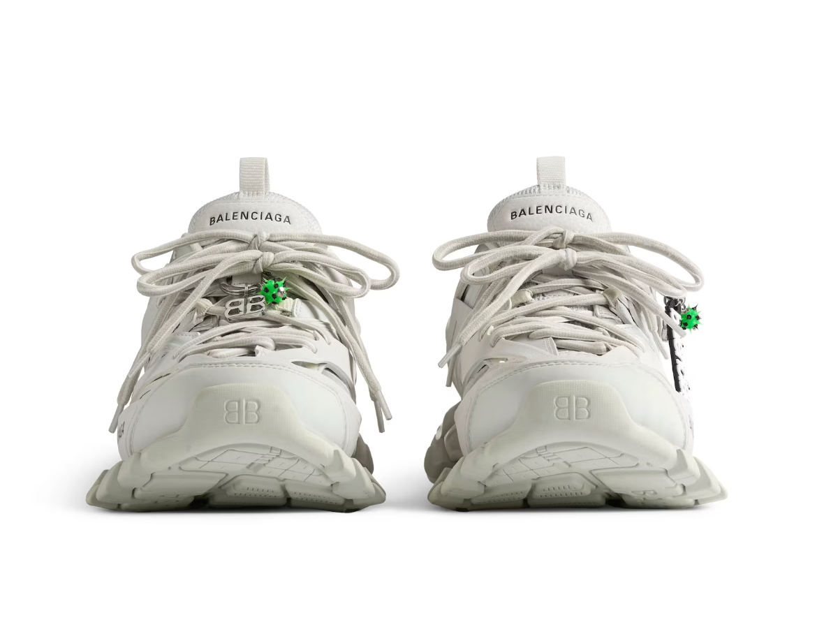 Men's Track Sneaker With Charms in White