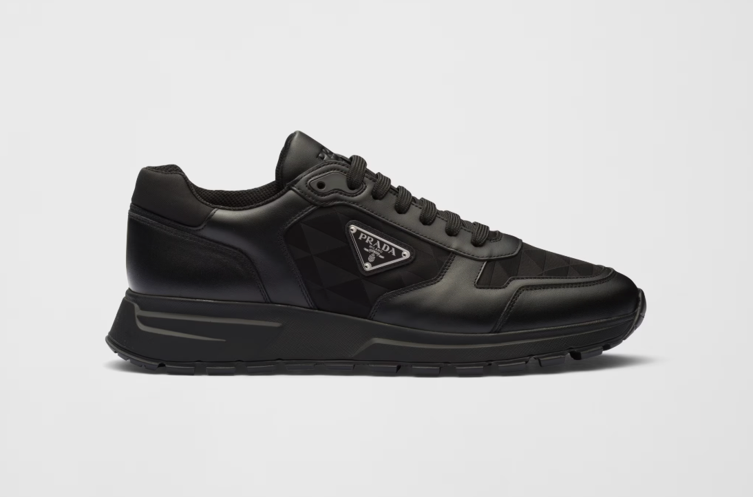 Leather and Re-Nylon high-top sneakers