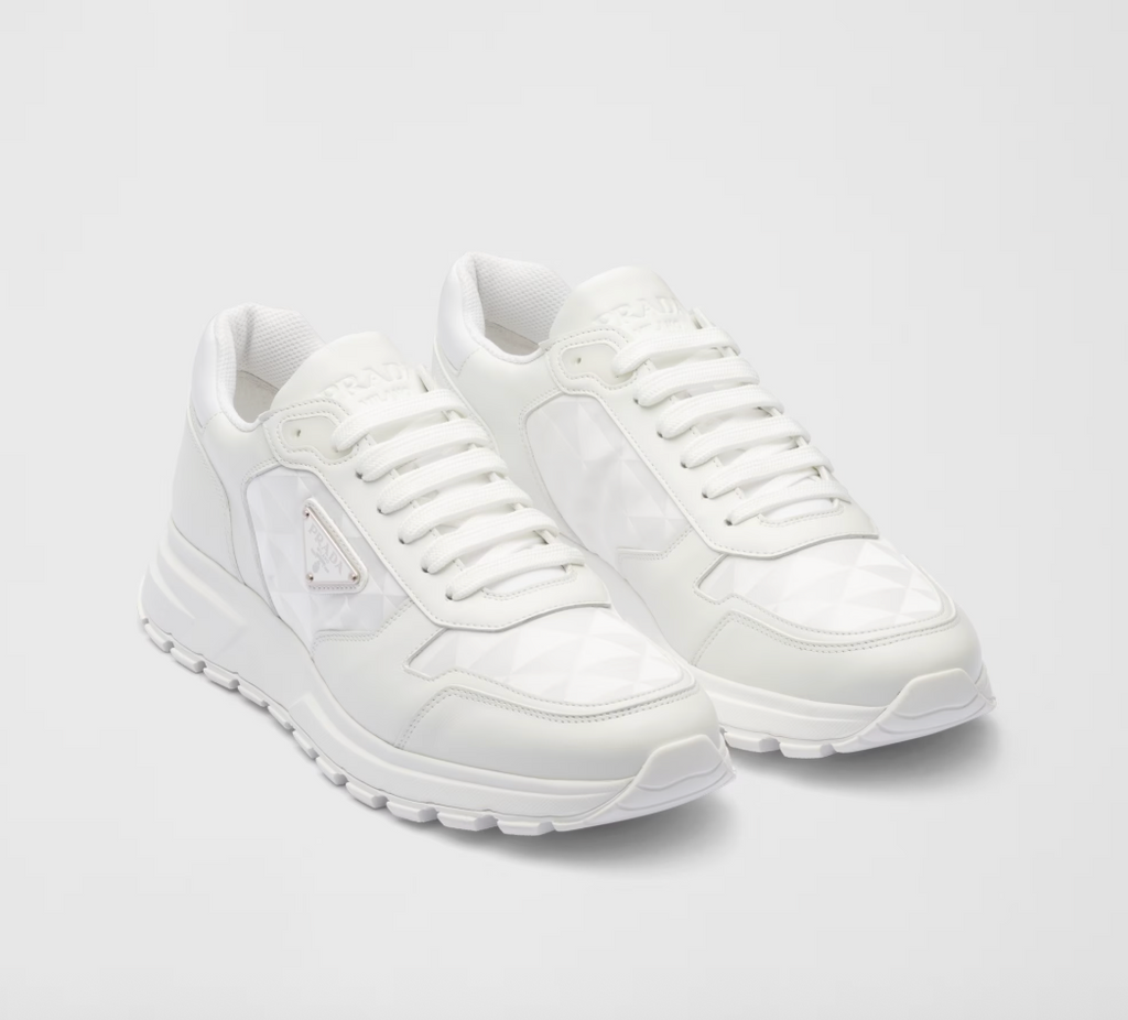 Leather and Re-Nylon high-top sneakers
