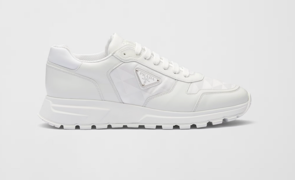 Leather and Re-Nylon high-top sneakers