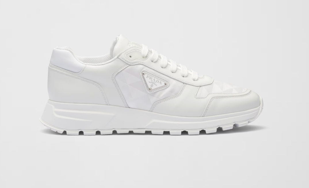 Leather and Re-Nylon high-top sneakers