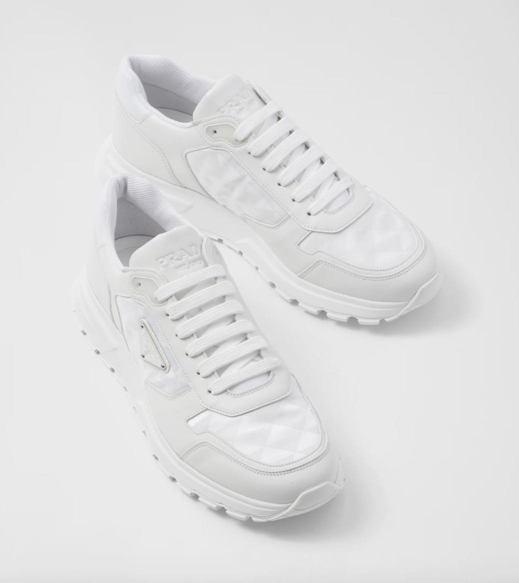 Leather and Re-Nylon high-top sneakers