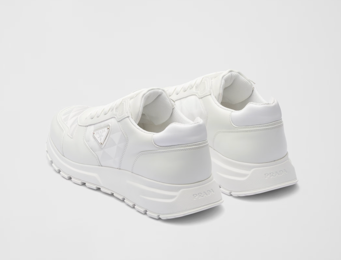Leather and Re-Nylon high-top sneakers