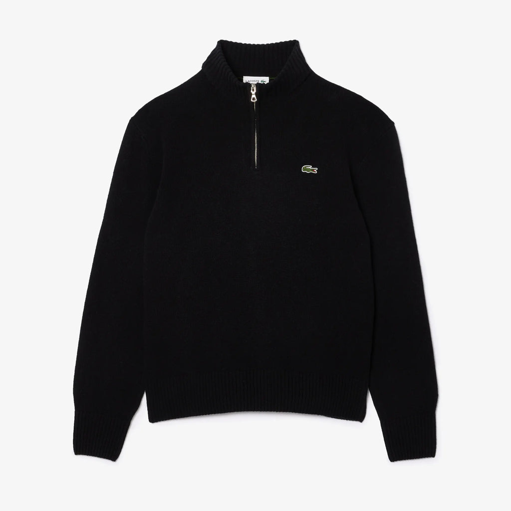 Zip Neck Carded Wool Sweater