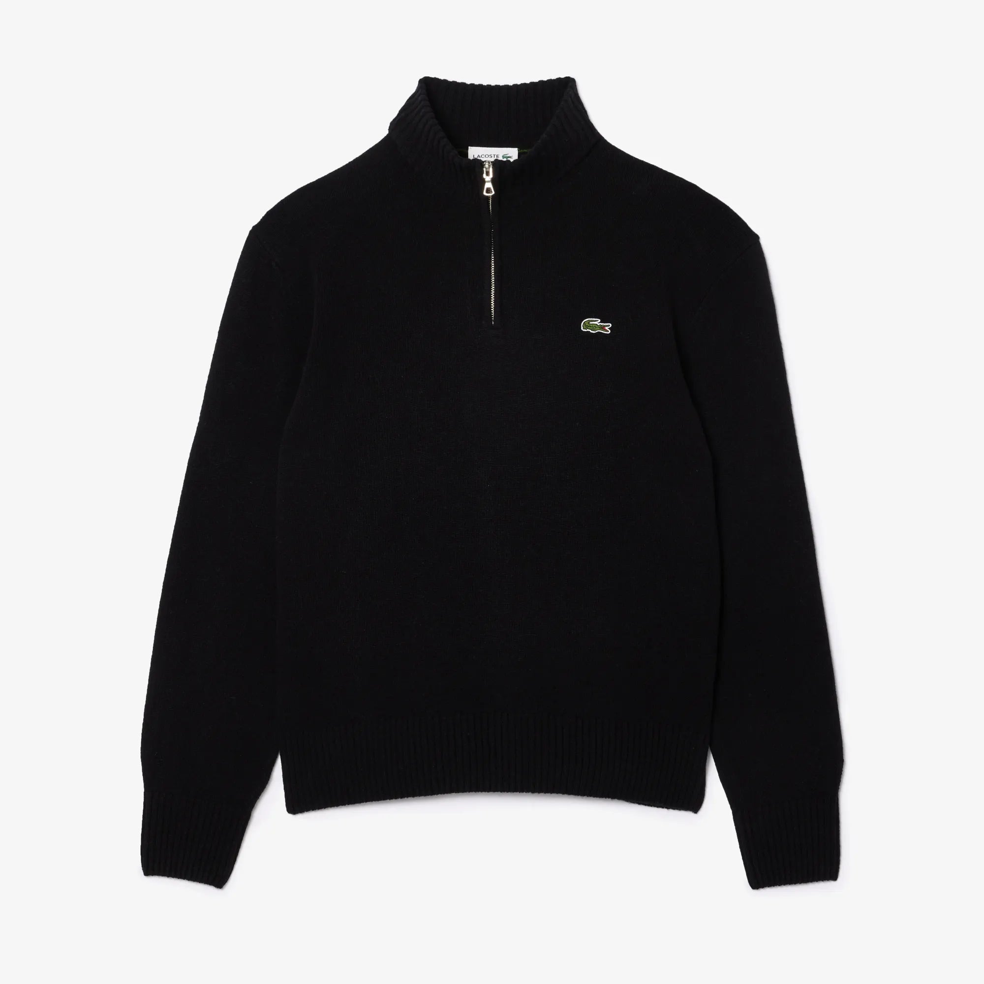 Zip Neck Carded Wool Sweater