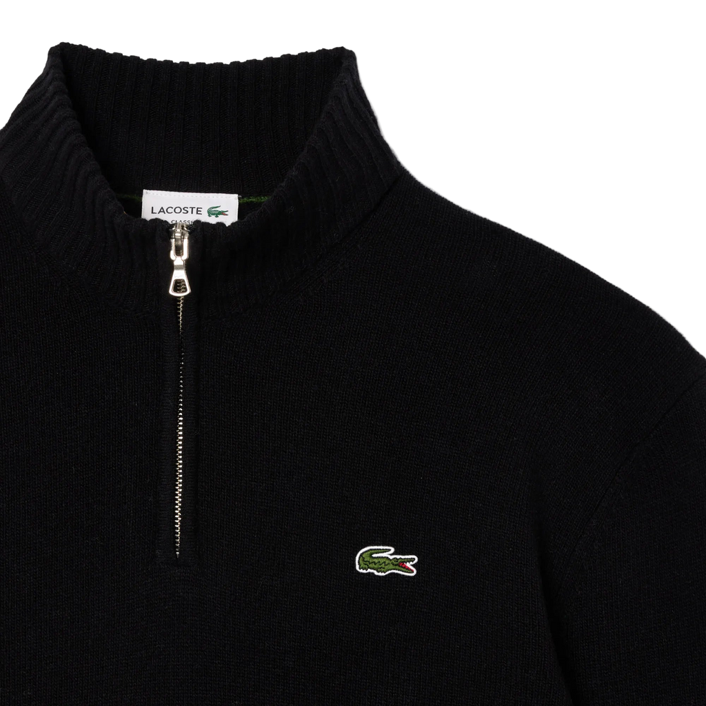 Zip Neck Carded Wool Sweater