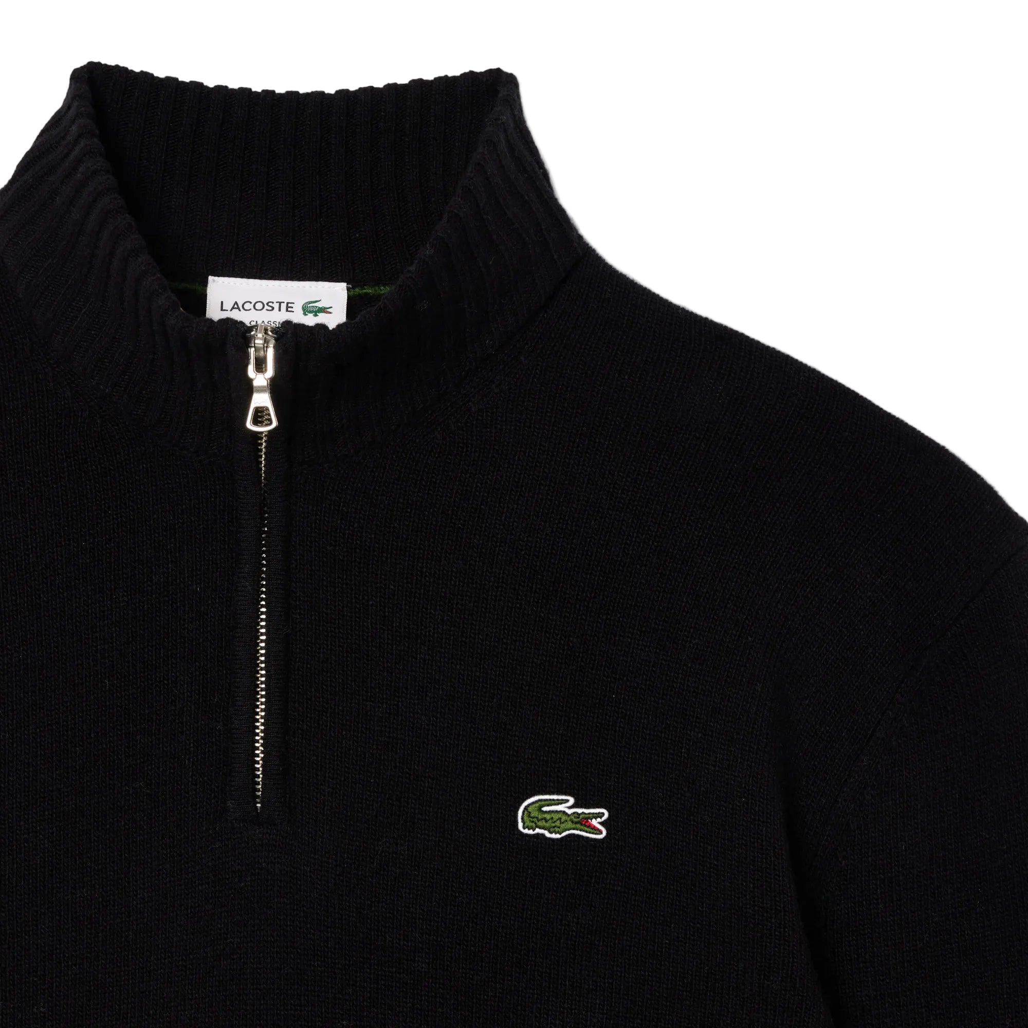 Zip Neck Carded Wool Sweater