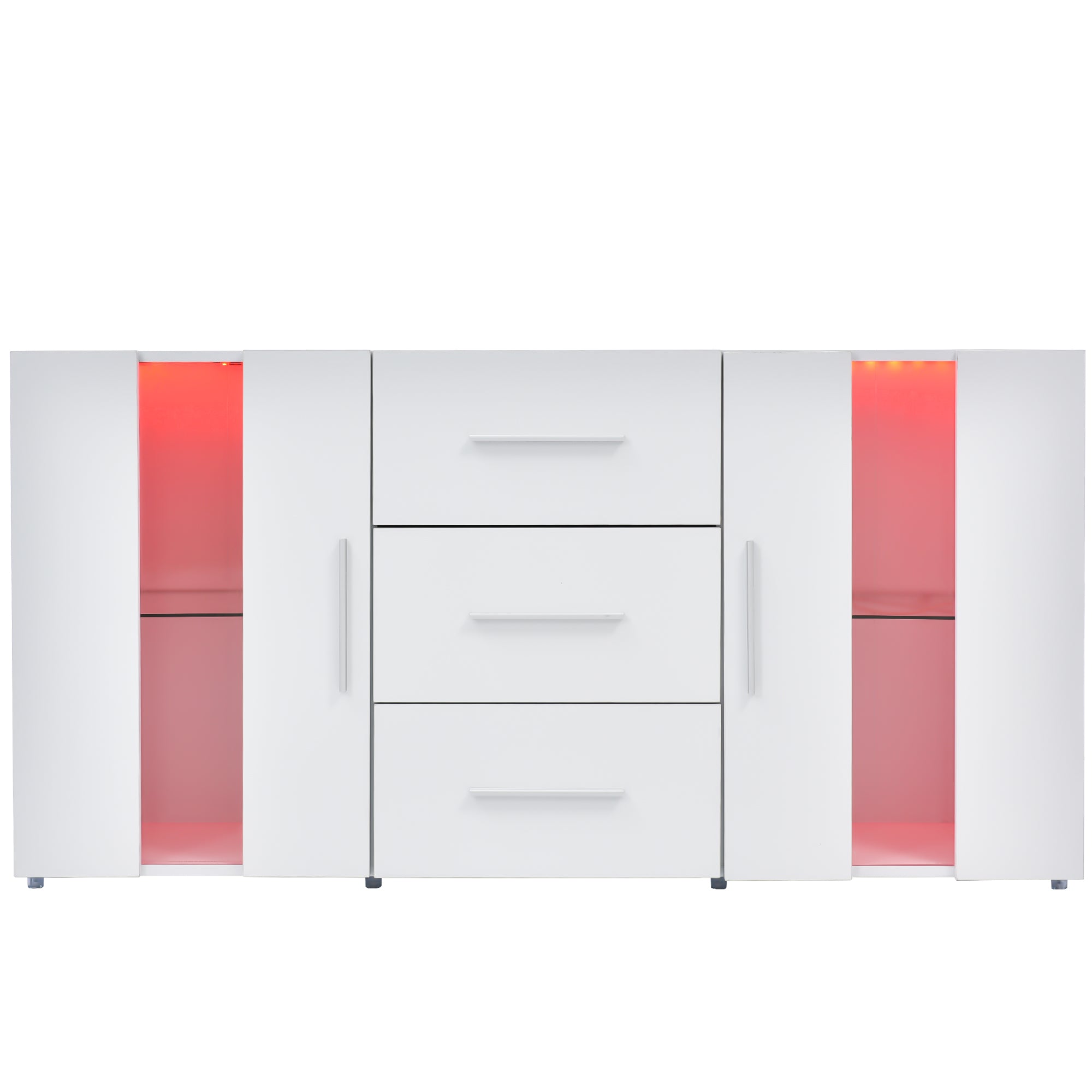 Sideboard Kommode Anrichte Standschrank Lagerung Schrank Schrank Einheit TV-Schrank,Lowboard, mit 16 Farben LED-Leuchten für Esszimmer Wohnzimmer，140*35*70cm