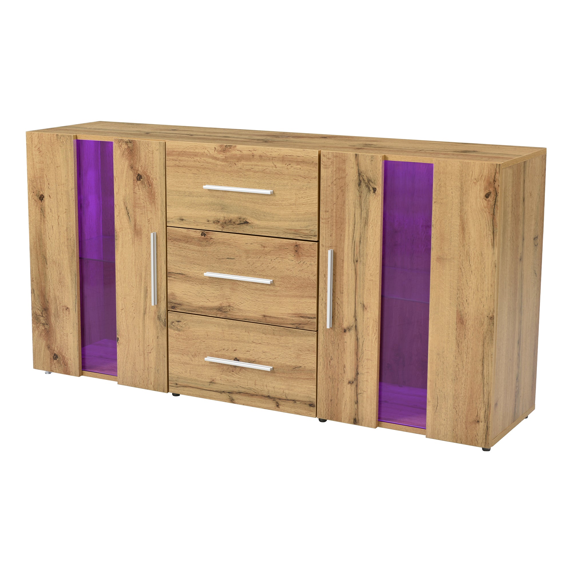 Sideboard Kommode Anrichte Standschrank Lagerung Schrank Schrank Einheit TV-Schrank,Lowboard, mit 16 Farben LED-Leuchten für Esszimmer Wohnzimmer，140*35*70cm